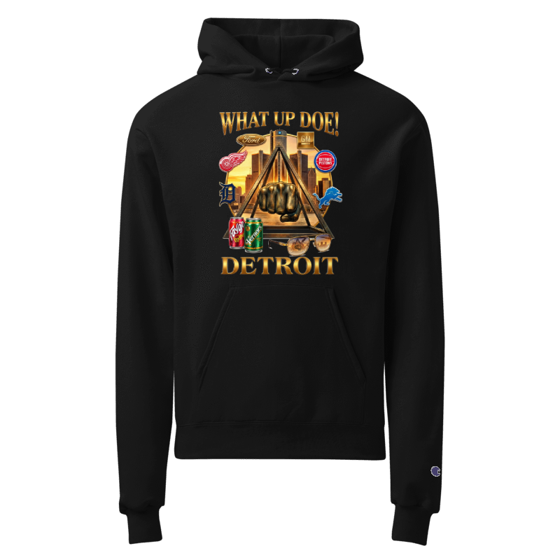 WHAT UP DOE! DETROIT UNISEX CHAMPION HOODIE