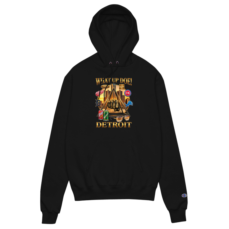 WHAT UP DOE! DETROIT  UNISEX CHAMPION HOODIE